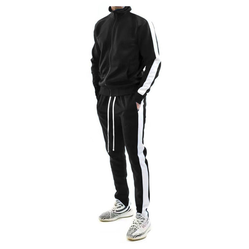 Streetwave Mens Full Zip Tracksuit With Contrast Stripes Breathable Comfort For Training And Everyday Wear