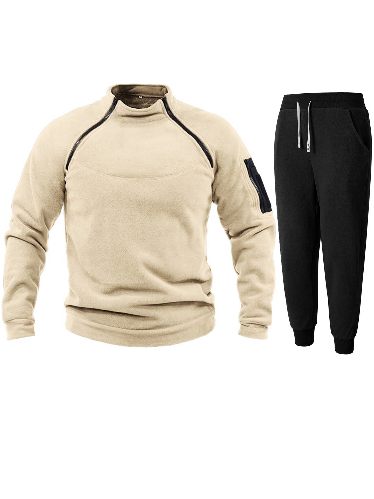 Streetwave Mens Functional Fleece Jacket And Elastic Joggers Set For Active Athletes Streetwear
