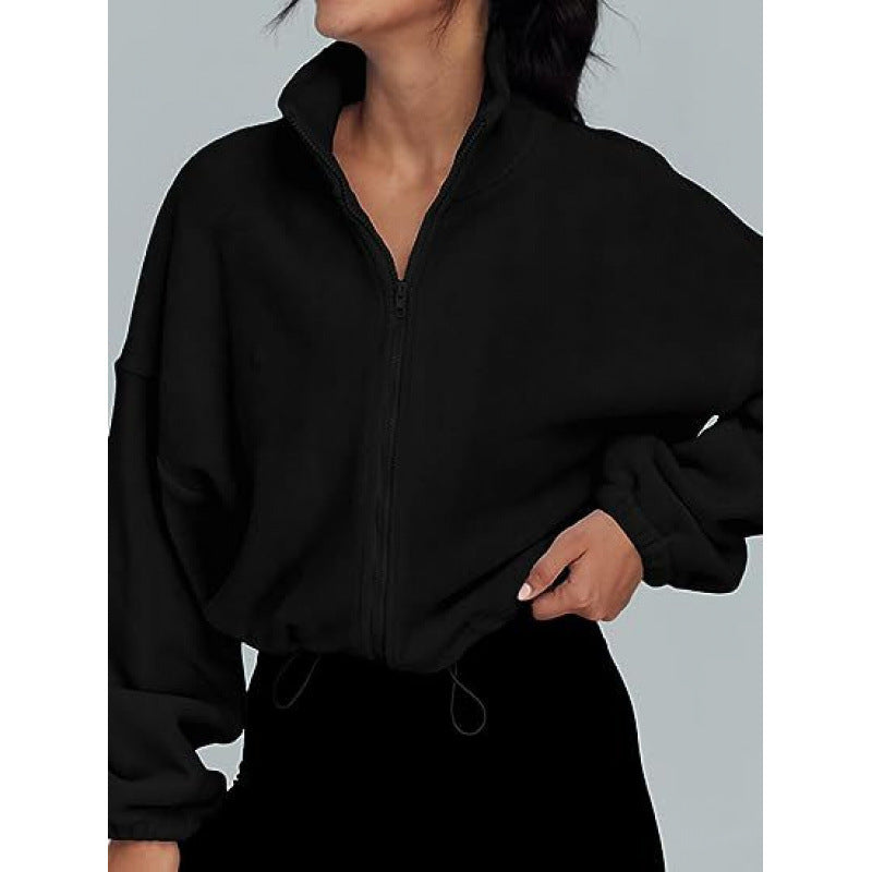 Oversize Zip Pullover for Women With High Collar Drawstring Cozy Streetwear by Streetwave