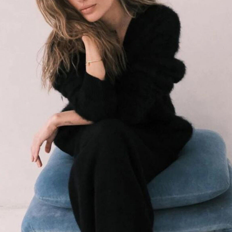 Fluffy Cardigan for Women by Street-Wave Cozy Soft Wool V Neck Oversized Knit Warm Everyday