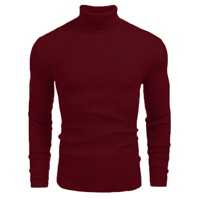 Street-Wave Men's Fine Rib Knit Rollneck Sweater Soft Warm Turtleneck for Everyday Style
