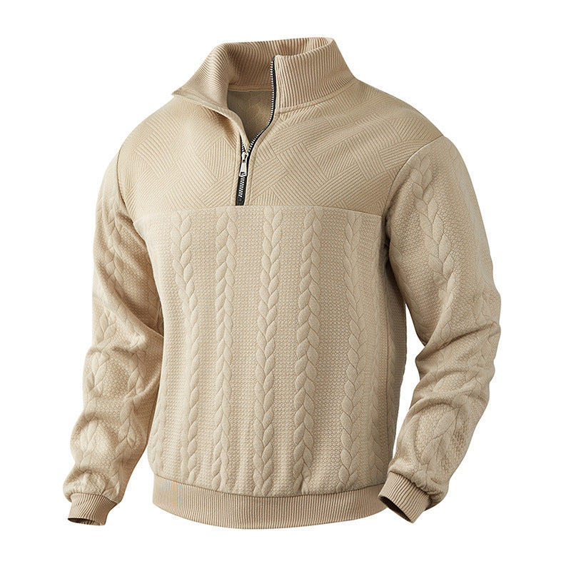 Streetwave Mens Knit Pullover With Zip Stand Collar For Warmth And Comfort And Everyday Style