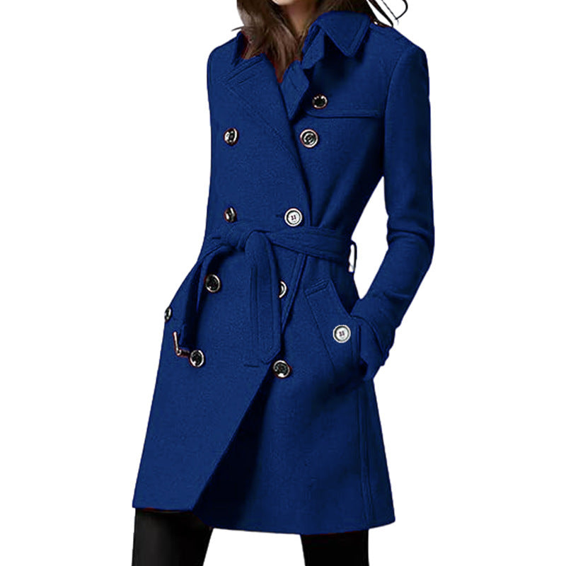 Streetwave Womens Hooded Belted Coat With Double Button Placket For Transitional Weather