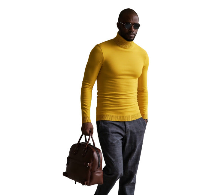 Street-wave Men's Turtleneck Sweater With Fine Knit Texture