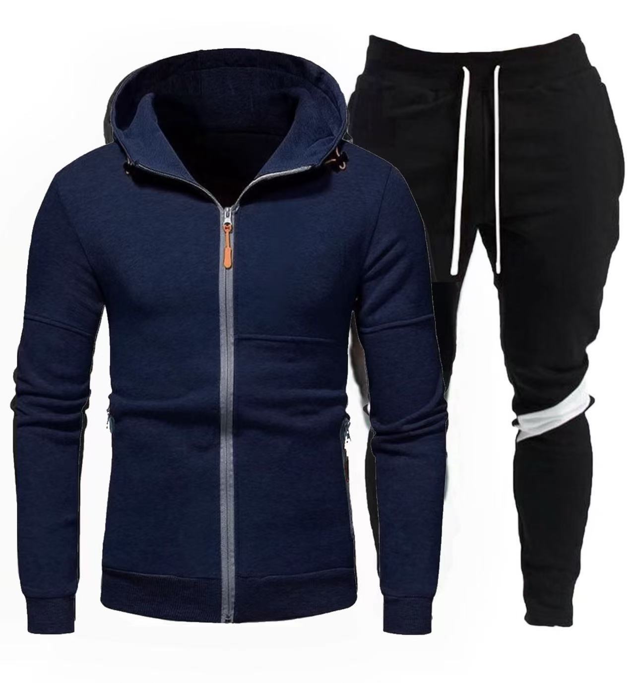 Street-Wave Men's Sporty Hoodie Jacket With Zipper And Jogging Pants Set For Active Living