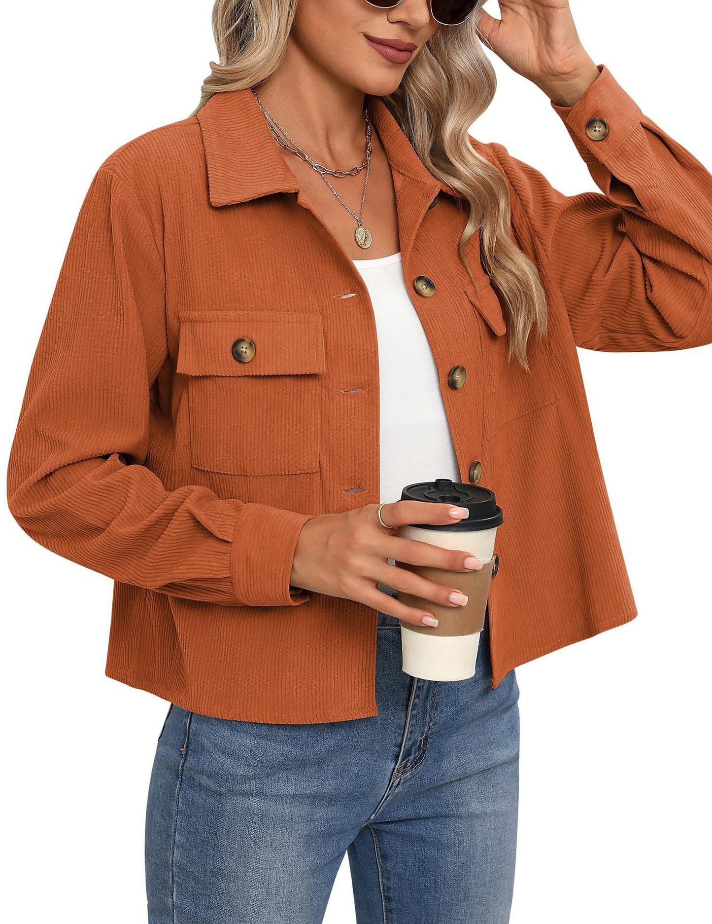 Streetwave Women Corduroy Jacket With Two Chest Pockets Chic Cozy Everyday Essential