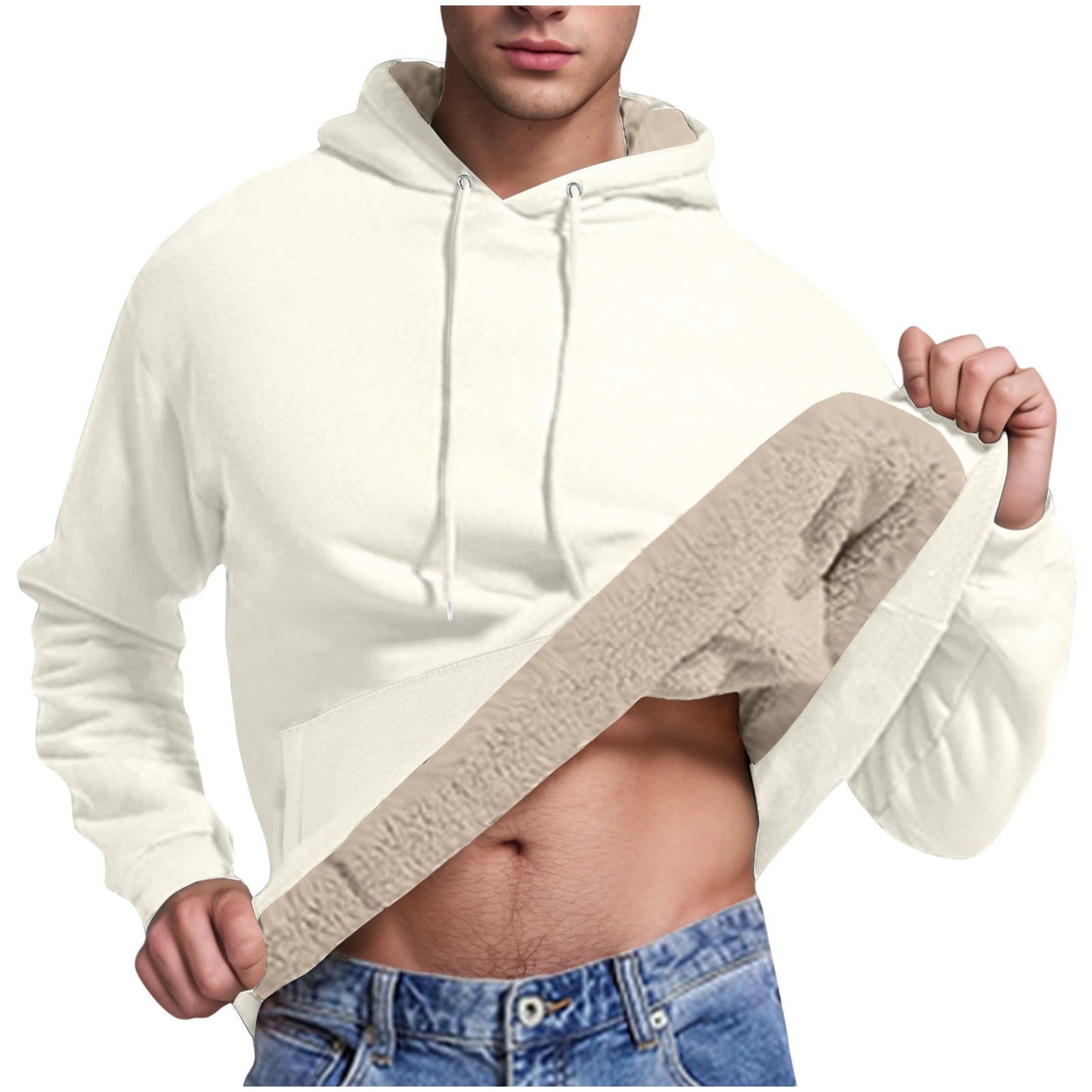 Street Wave Mens Fleece Hoodie With Cozy Sherpa Lining For Cold Weather Comfort All Day Warmth