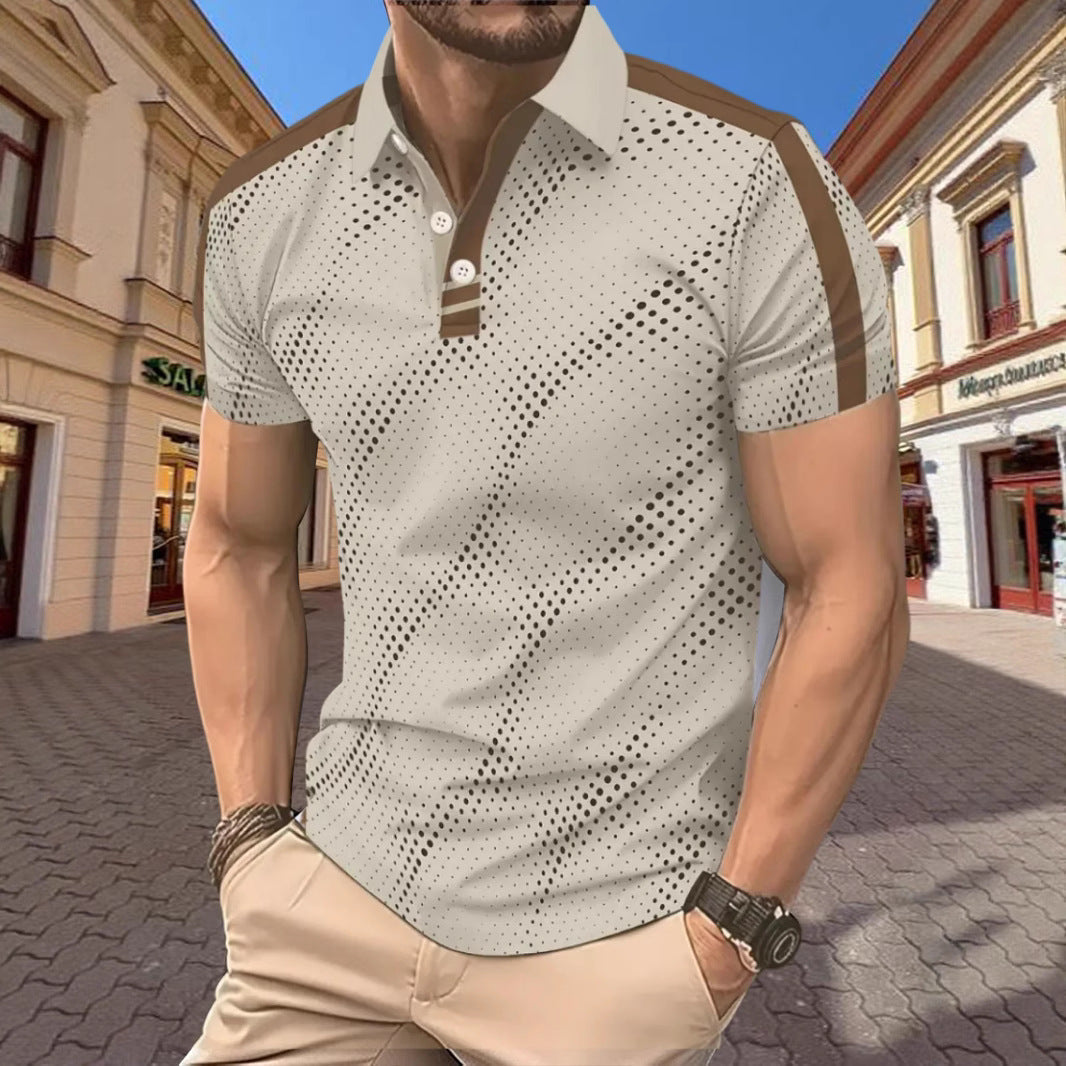 Polo Shirt Street-Wave Mens Slim Fit Breathable Cotton With Graphic Stripes
