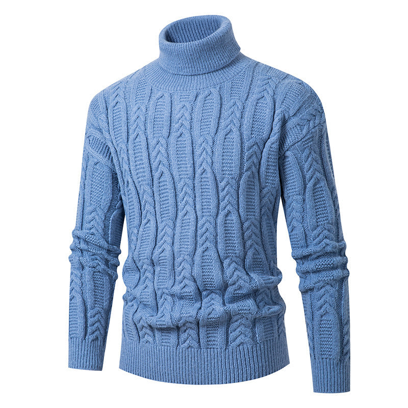 Street Wave Men's Cable Knit Turtleneck Sweater With Structured Pattern For Premium Cozy Warmth