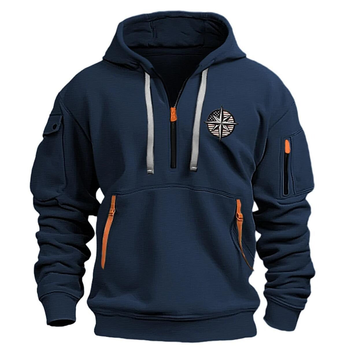 Street-Wave Men's Technical Fleece Jacket With Hood Zip Pockets For Outdoor Warmth And Comfort