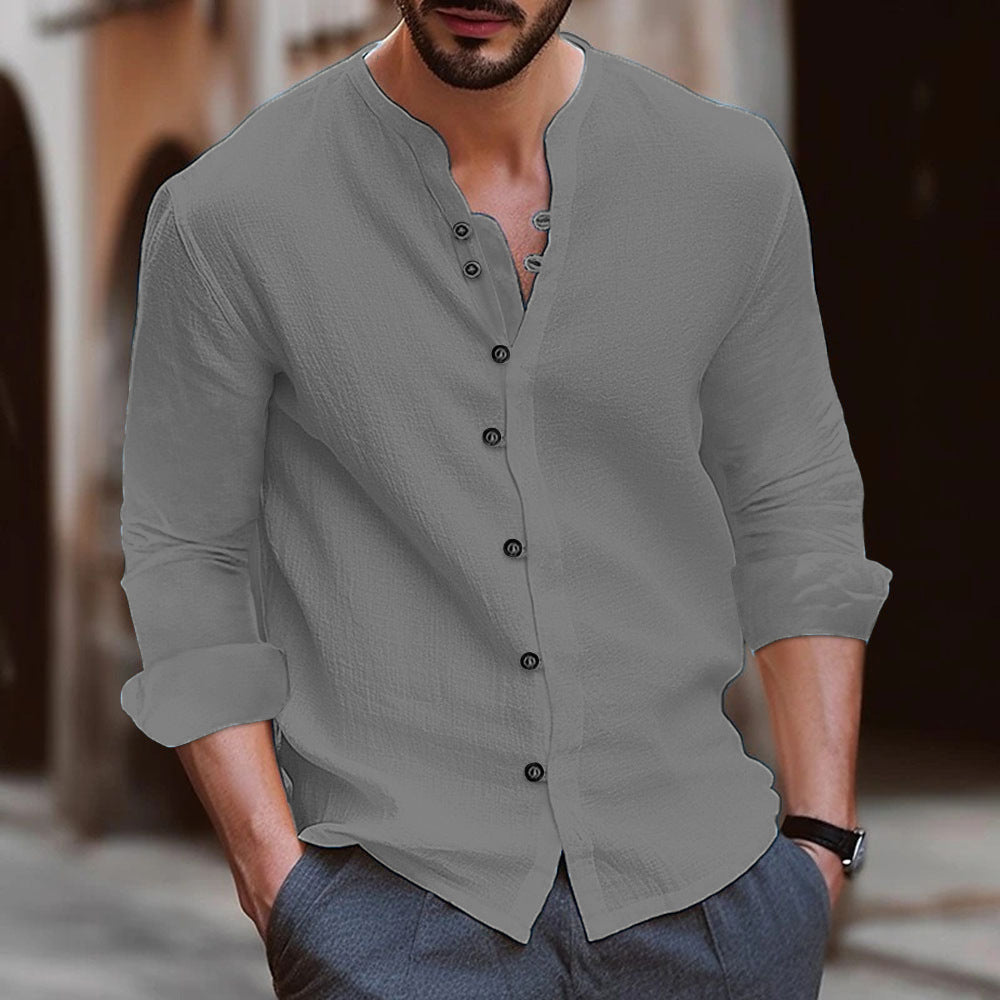 Men's Lightweight Cotton Henley Shirt Street Wave Button Detail For Everyday Stylish Men And Casual Outfits