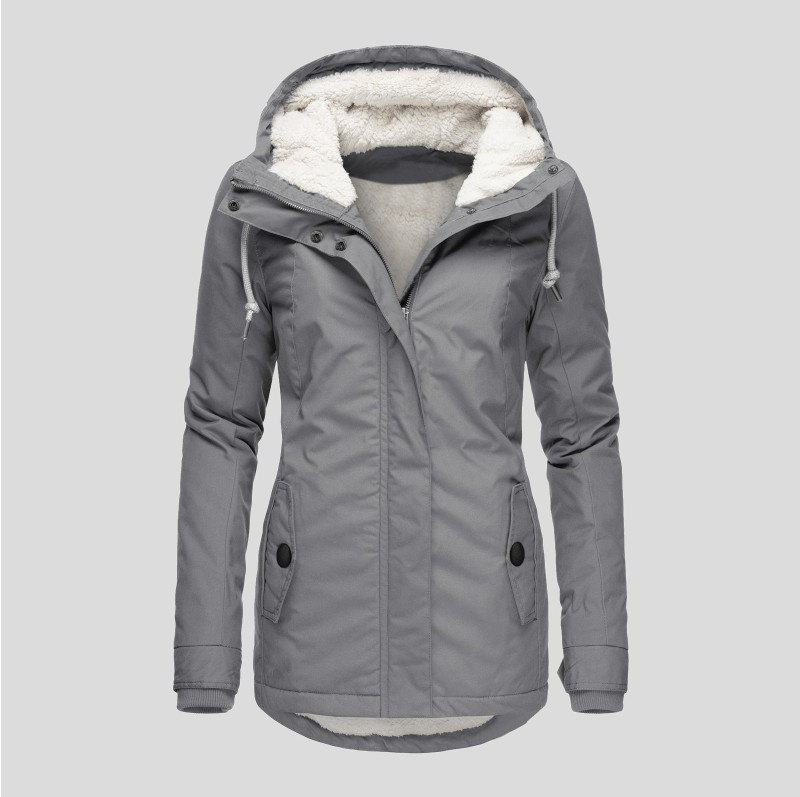 Street Wave Women Hooded Rain Jacket Waterproof With Warm Fleece Lining For Winter
