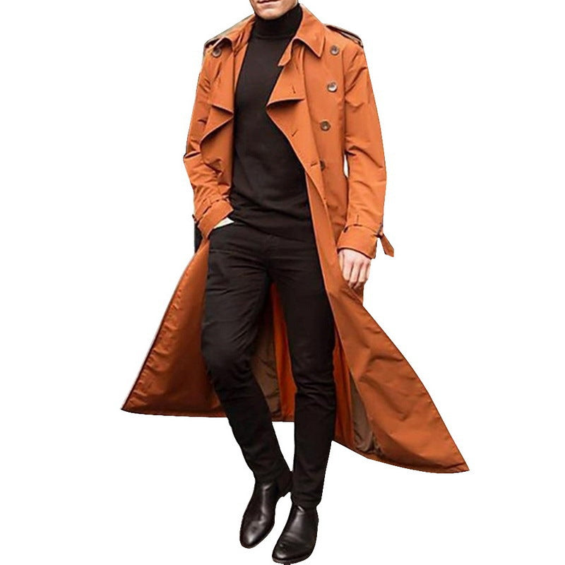 Street-Wave Mens Trench Coat With Deep Lapel And Hidden Buttons Durable Fabric All Season Ready