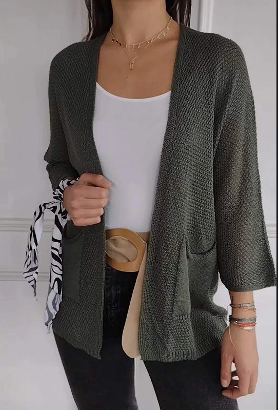 Street-Wave Women Open Front Casual Cardigan With Pockets, Effortless Chic Comfort For Everyday Wear