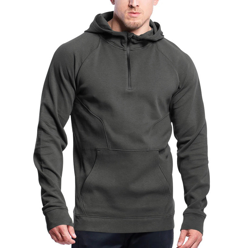 Street Wave Men's Functional Zip Hoodie With Kangaroo Pocket For Active Comfort