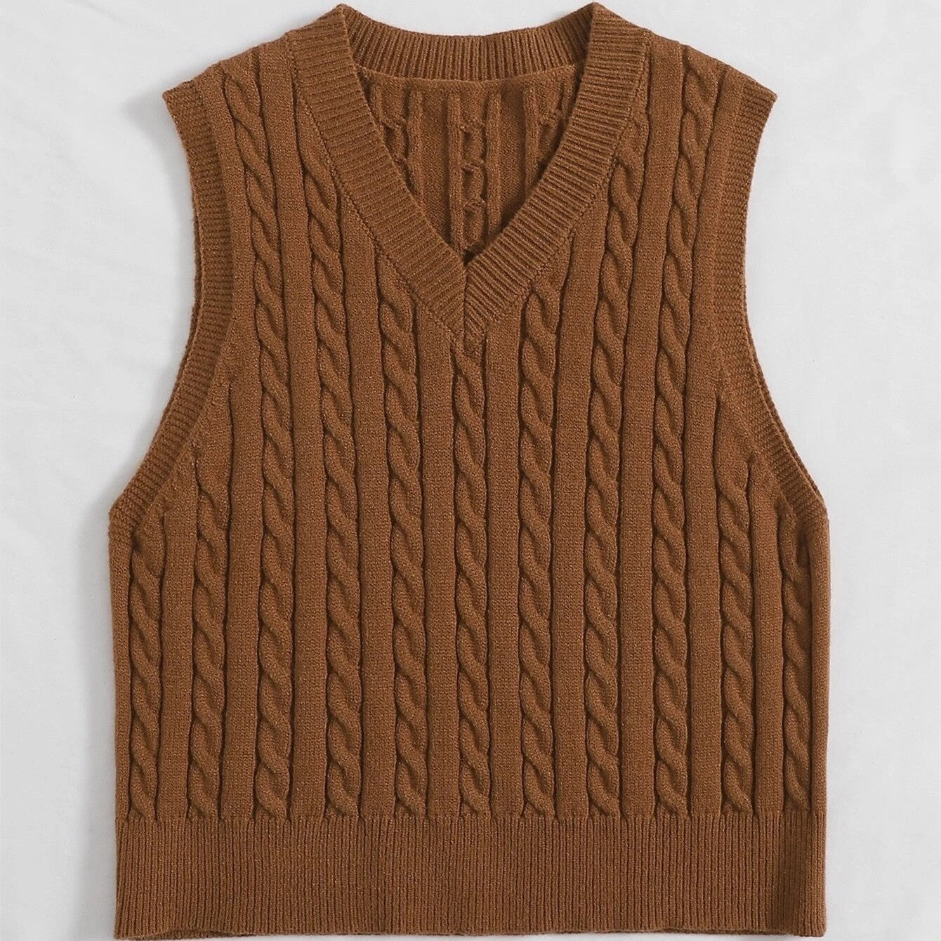 Street-Wave Womens Cable Knit Vest With V-Neck For Women Soft Cotton Blend Versatile Layering