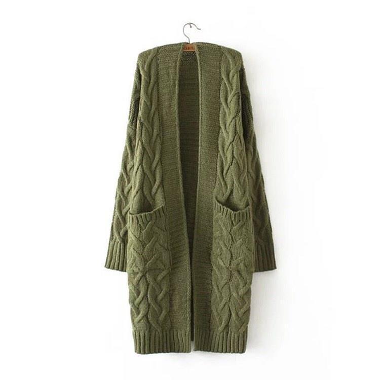 Streetwave Women's Chunky Cable Knit Cardigan With Pockets Cozy Warm Fall Essential