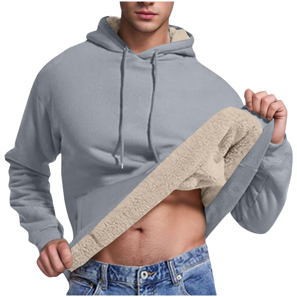 Street Wave Mens Fleece Hoodie With Cozy Sherpa Lining For Cold Weather Comfort All Day Warmth