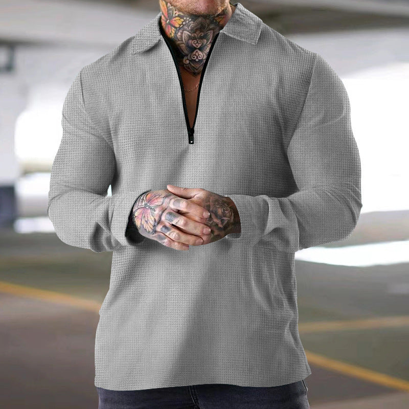 Street Wave Mens Long Sleeve Zip Shirt Breathable Comfort For Urban Streetwear Fans