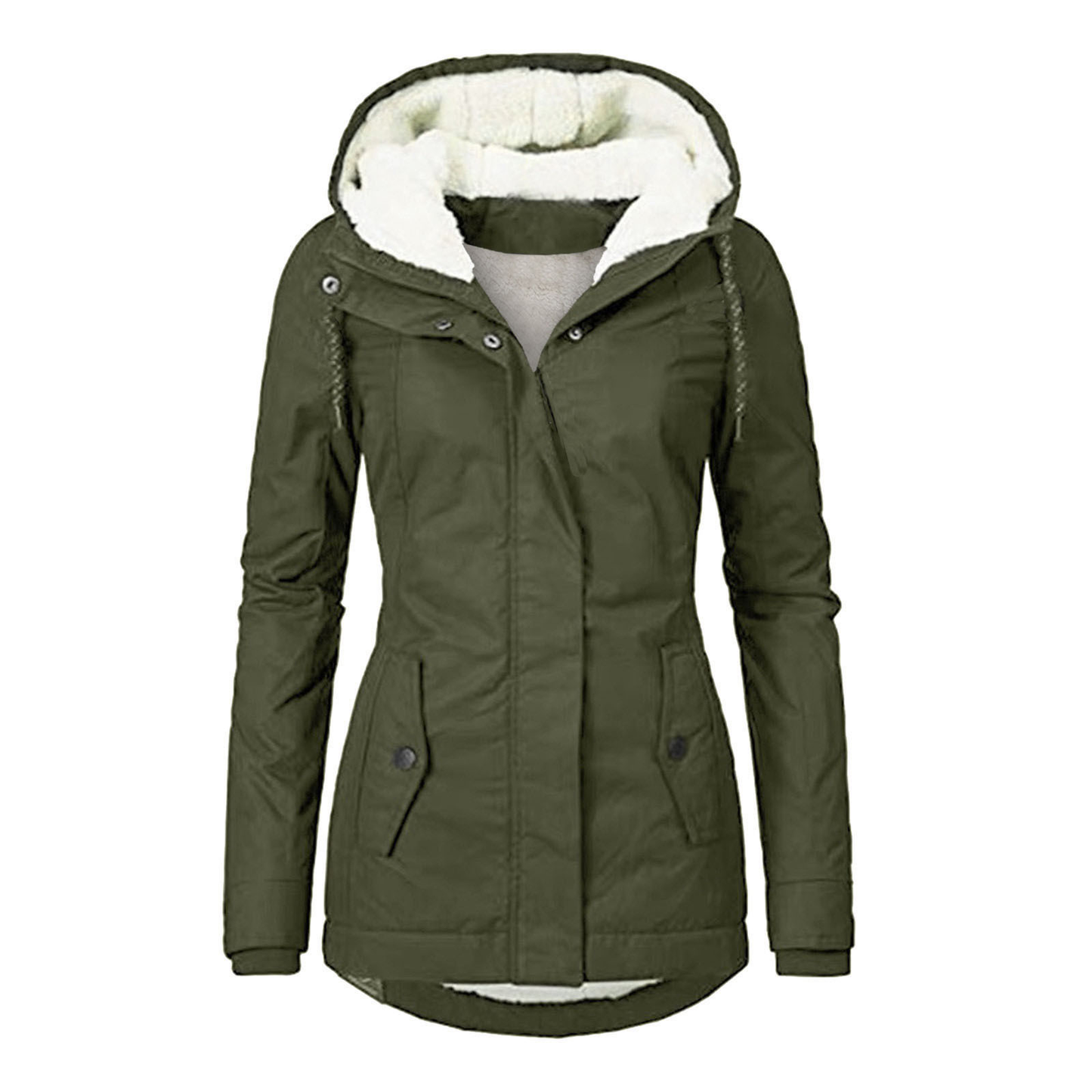 Street Wave Women Hooded Rain Jacket Waterproof With Warm Fleece Lining For Winter