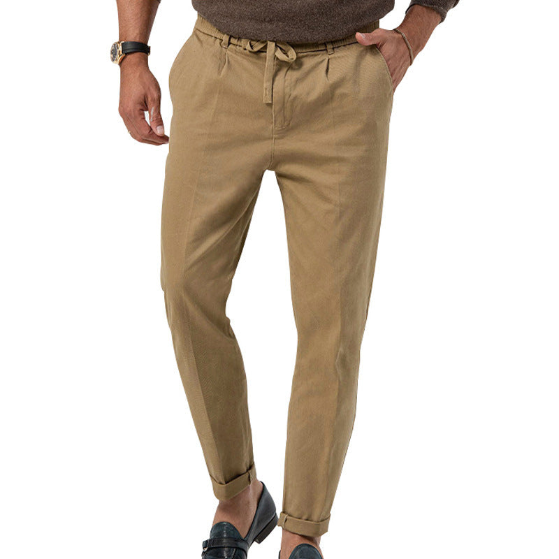 Street Wave Mens Elegant Linen Pants With Elastic Waistband And Practical Pockets