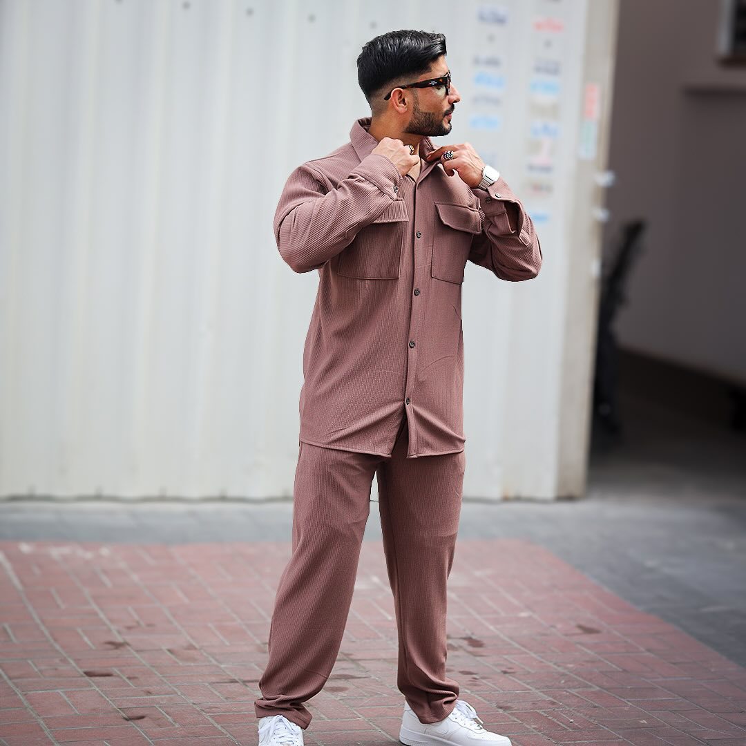 Street-Wave Men's Utility Shirt With Double Chest Pockets Ribbed Corduroy Versatile Everyday Wear