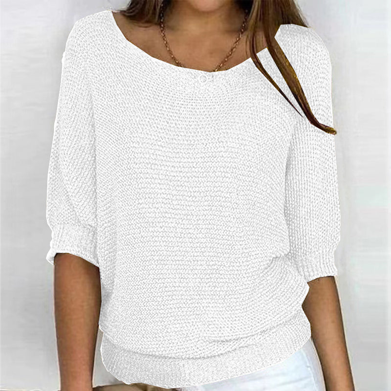 Street Wave Loose Knit Sweater With Wide Neckline Soft Comfort For Women Everyday Essential