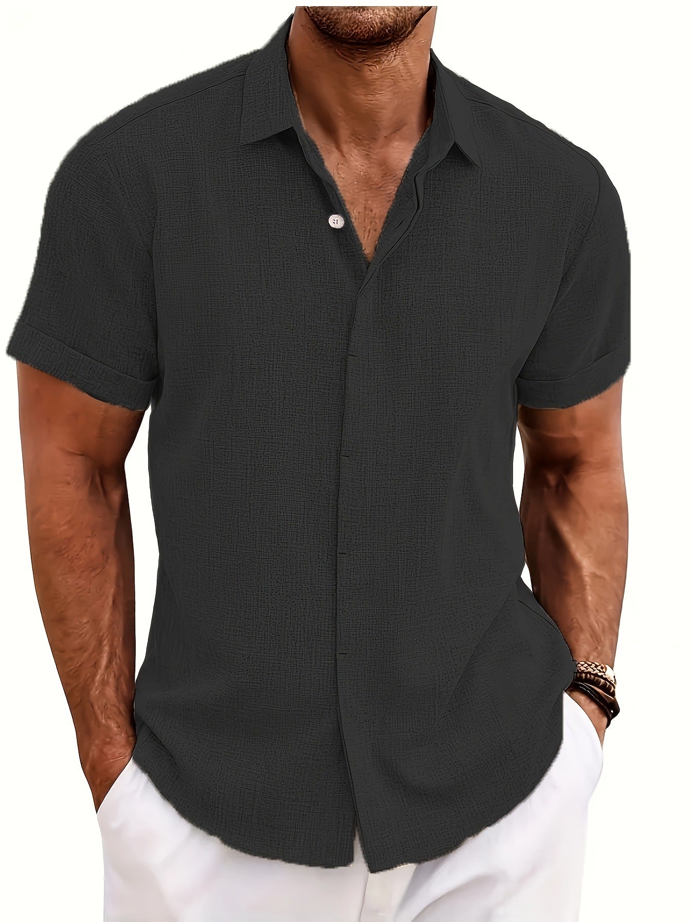 Street Wave Heidi Mode Linen Short Sleeve Shirt Tie Dye Lightweight Casual Comfort For Men