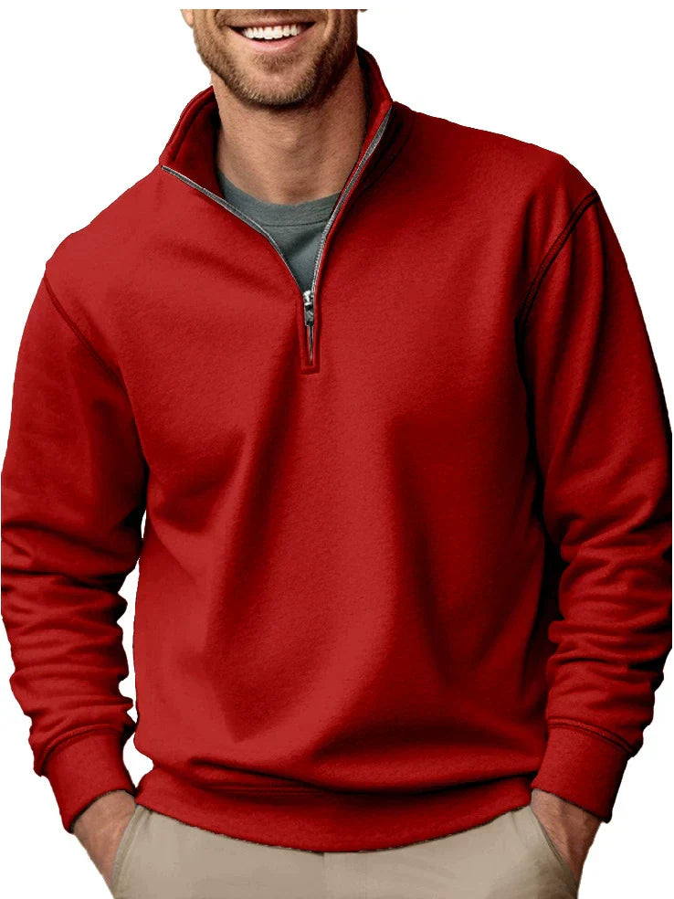 Mens Sweatshirt Street-Wave Regular Fleece Zip Stand Collar