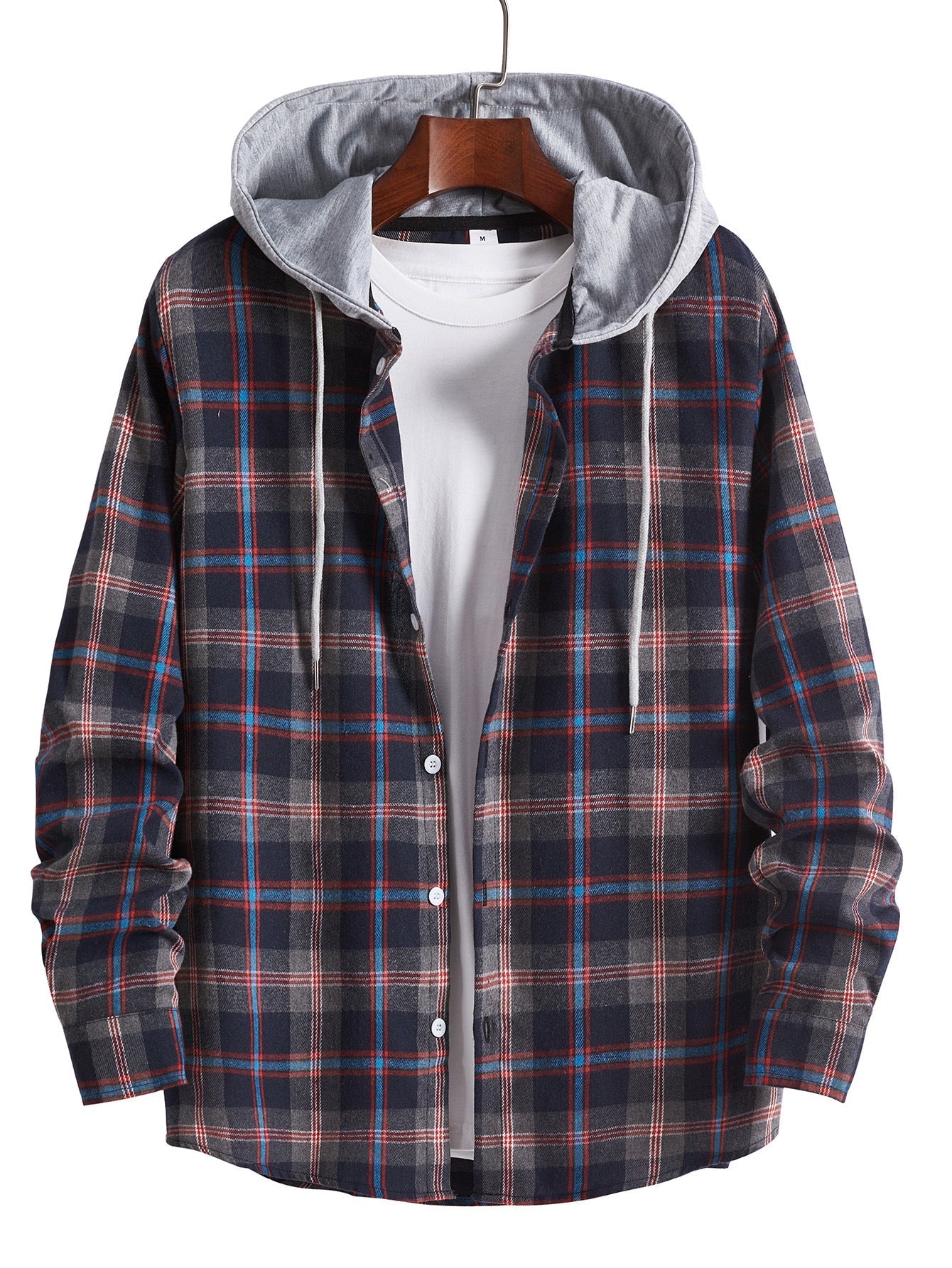 Street-wave Mens Flannel Shirt With Detachable Hood For Everyday Outdoor Comfort And Style