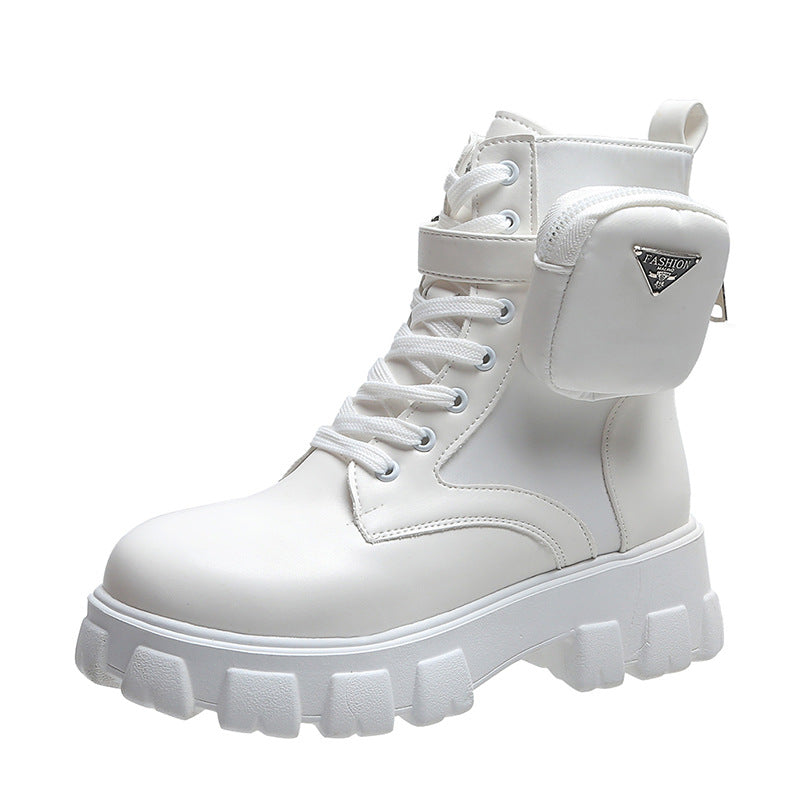 Street-wave Women Chunky Boots With Practical Side Pocket Design For Everyday Style