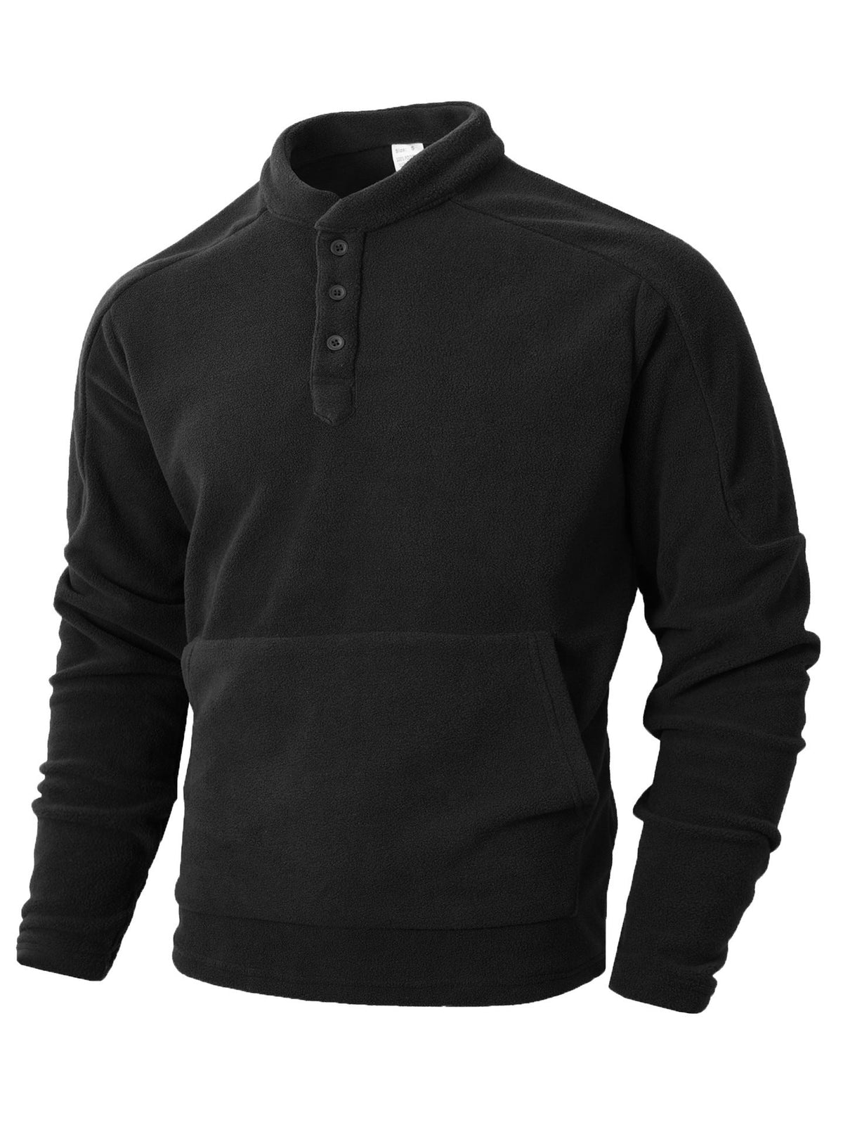 Men's Fleece Pullover With Stand Collar And Button Details By Street-wave Cozy Warmth For Cold Days
