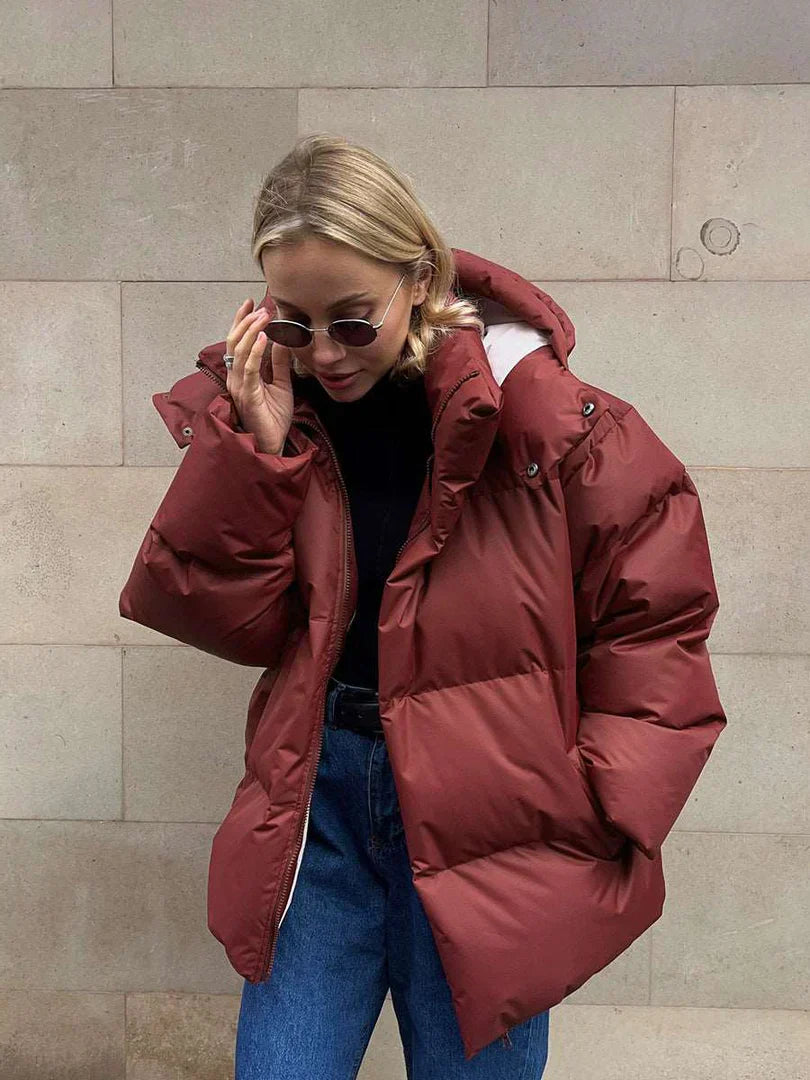 Street-Wave Womens Puffer Jacket Hooded Warm Thick Insulation Winter Coat For Cold Weather
