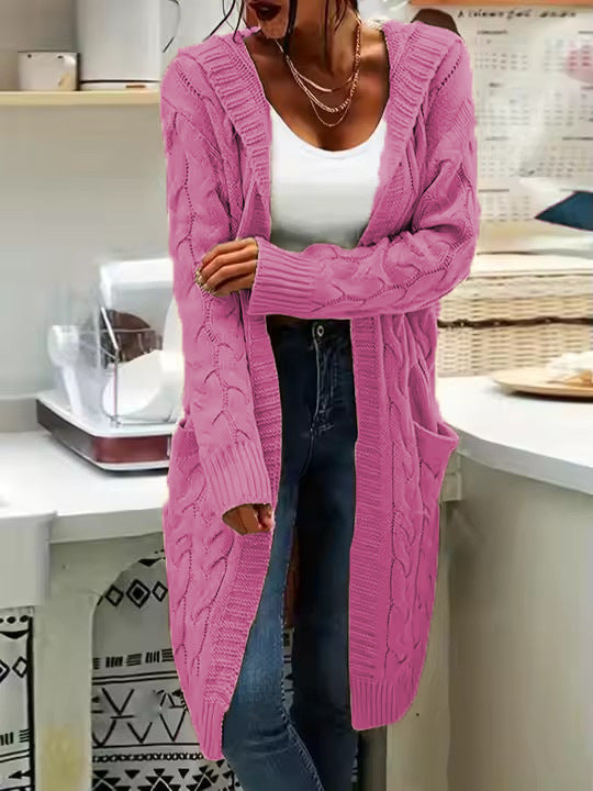 Street-Wave Cozy Women's Cable Knit Cardigan With Pockets In Relaxed Long Fit All Sizes