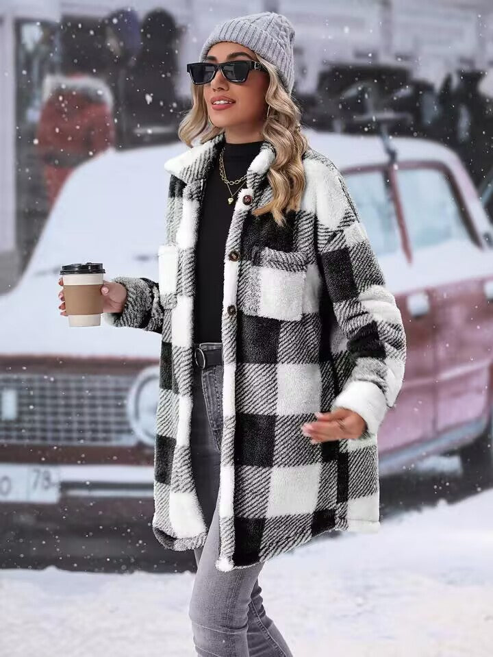 Streetwave Flannel Winter Jacket For Women Cozy Warmth With Soft Plaid Pattern And Stylish Fit