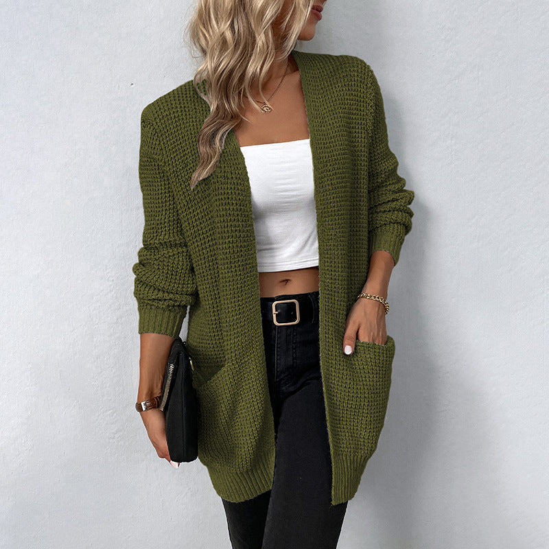 Street Wave Women Cozy Knit Cardigan With Deep Pockets Open Front Soft Loose Fit