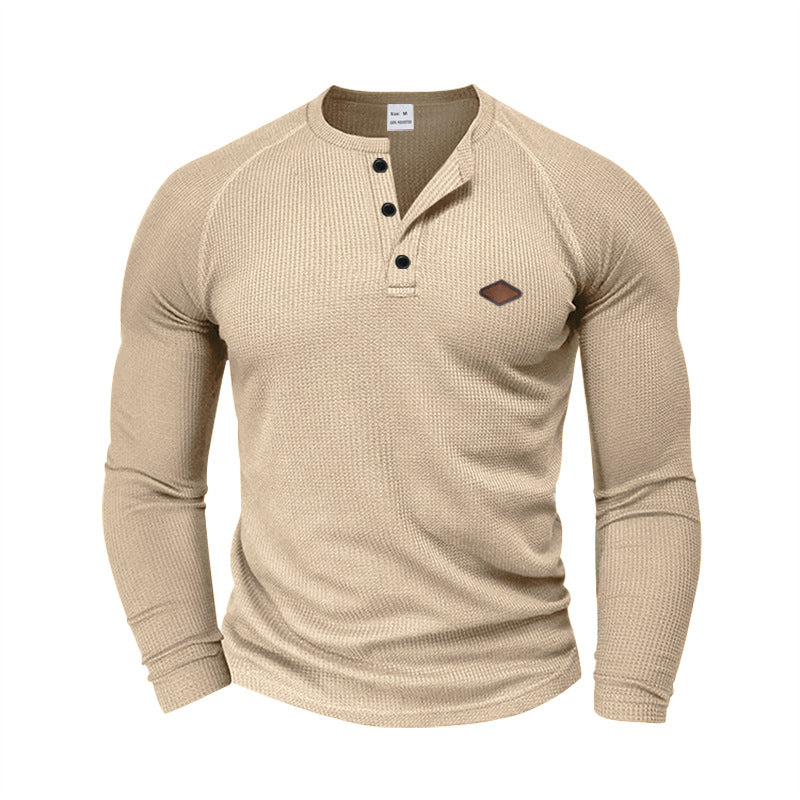 Street-wave Men's Henley Long Sleeve Shirt Textured Knit
