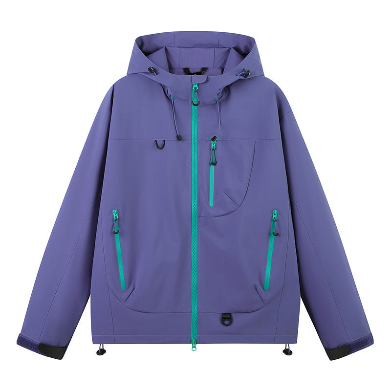 Street-wave Women's All-Weather Water-Resistant Outdoor Jacket With Adjustable Hood And Zipper Pockets