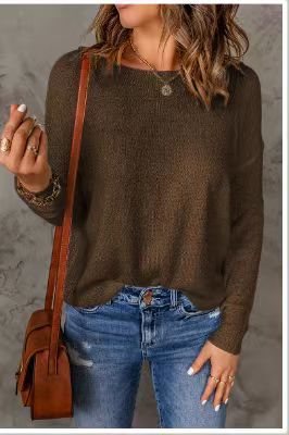 Street-wave Women's Loose Knit Sweater With Wide Fit And Decorative V Neck Soft Cotton Comfort