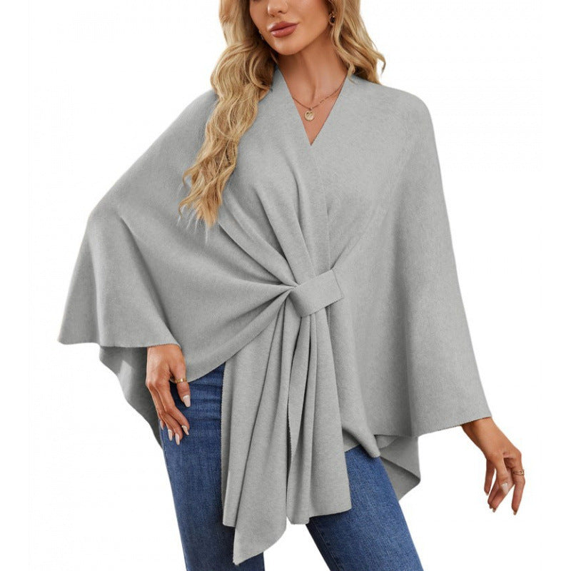 Streetwave Wrap Coat With Knot Tie Front Elegant Draped Silhouette For Stylish Women