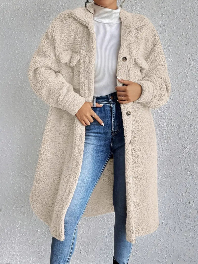 Street Wave Soft Plush Teddy Coat For Women Longline Oversized Warmth And Cozy Comfort