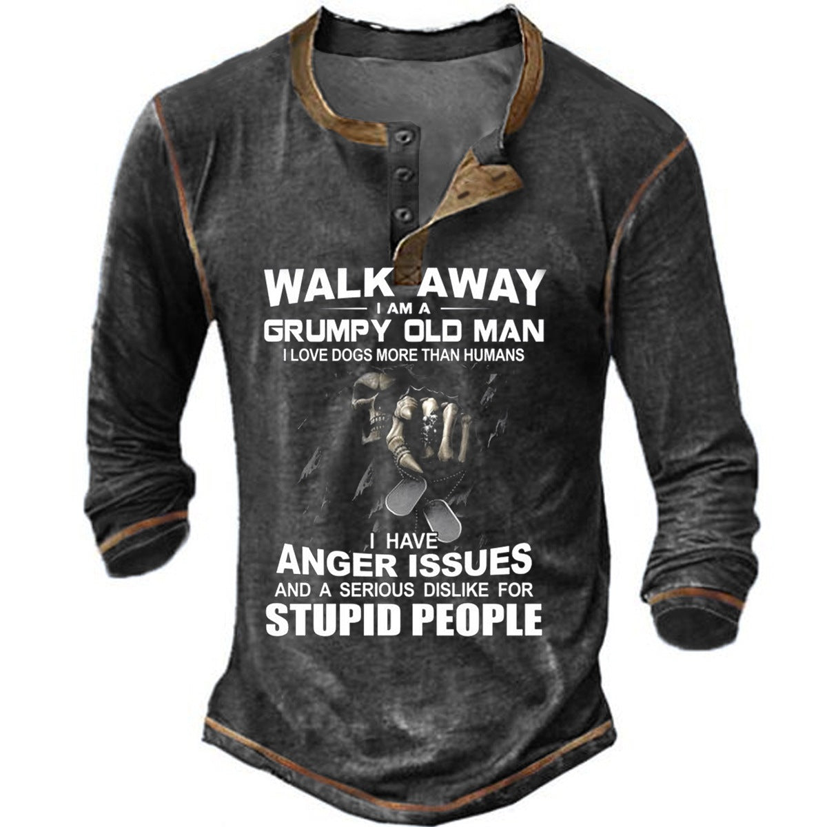 Mens Long Sleeve Shirt With Humorous Slogan Design Streetwave For Men Who Love Dogs More Than Humans