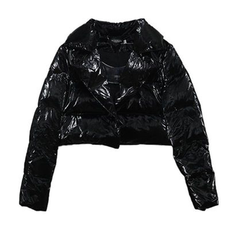 Streetwave Shiny Short Jacket For Women With Collared Design Elegant Day To Night Outerwear
