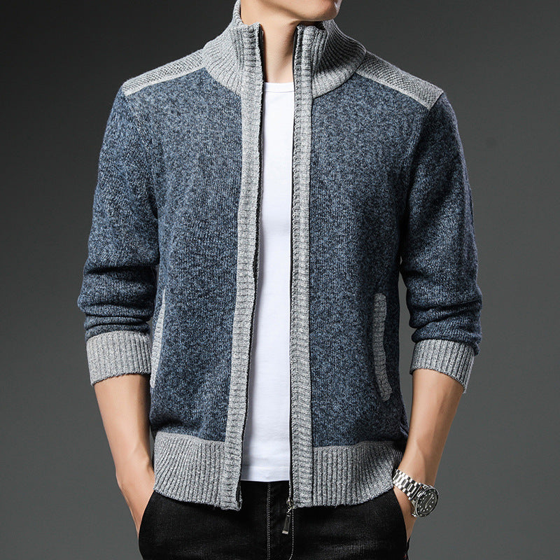 Street Wave Mens Knit Cardigan With High Collar And Practical Pockets For Essential Style