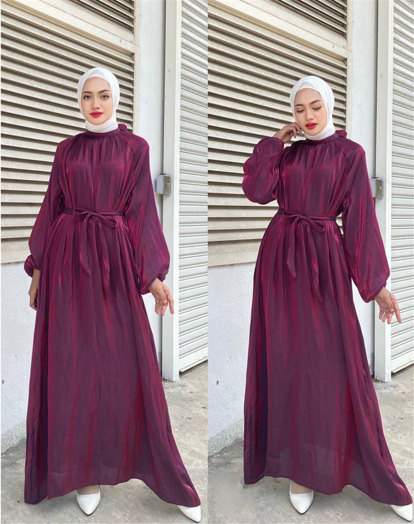 Street Wave Women Elegant Long Sleeve Dress With Waist Belt Flattering Flowing Silhouette