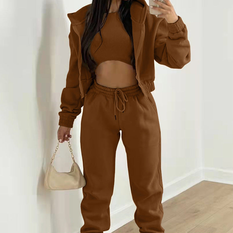 Street-wave Cozy Short-Top Lounge Set For Women Matching Joggers Trendy Comfort Everyday