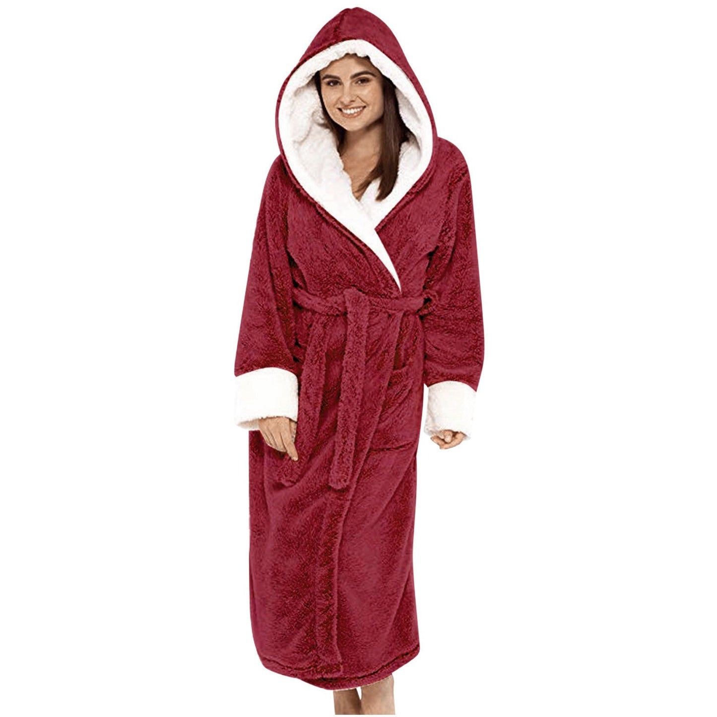 Street Wave Women's Cozy Fleece Hooded Bathrobe With Belt Soft Warm Comfort For Cozy Mornings And Lounges