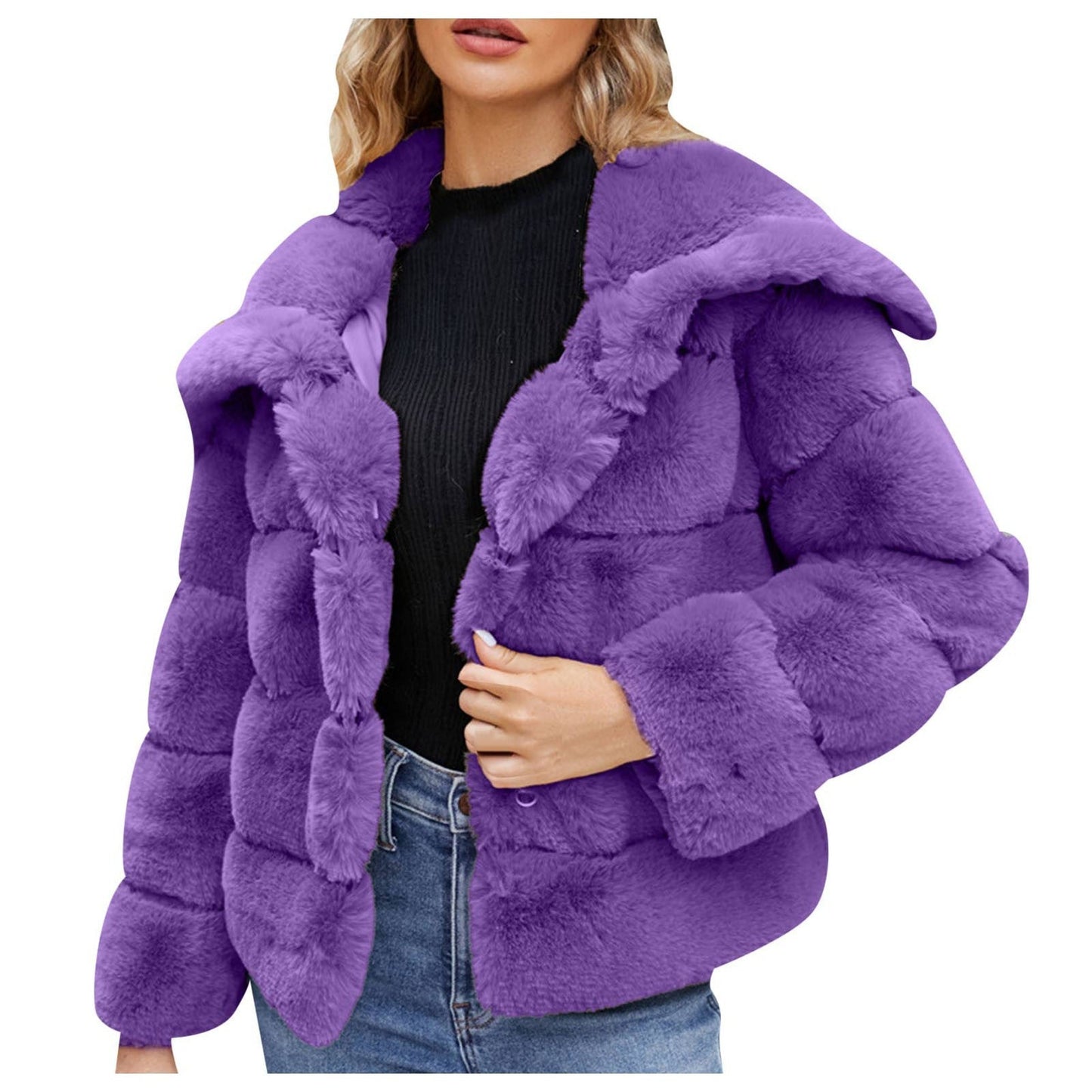 Street-wave Women Faux Fur Hooded Jacket With Structured Design For Chic Warmth