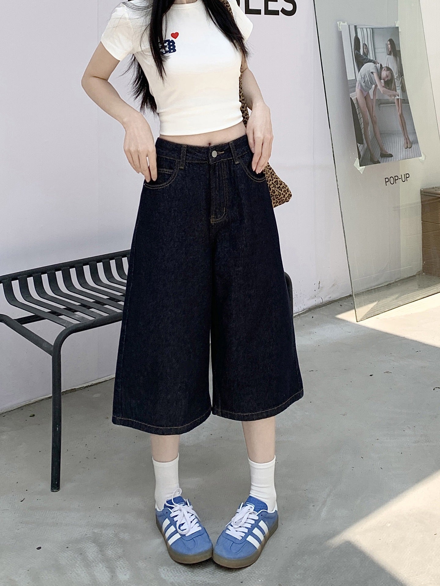 Street-wave Women's Wide Denim Culottes With Trendy Cut For Comfortable Loose-Fit Everyday Style