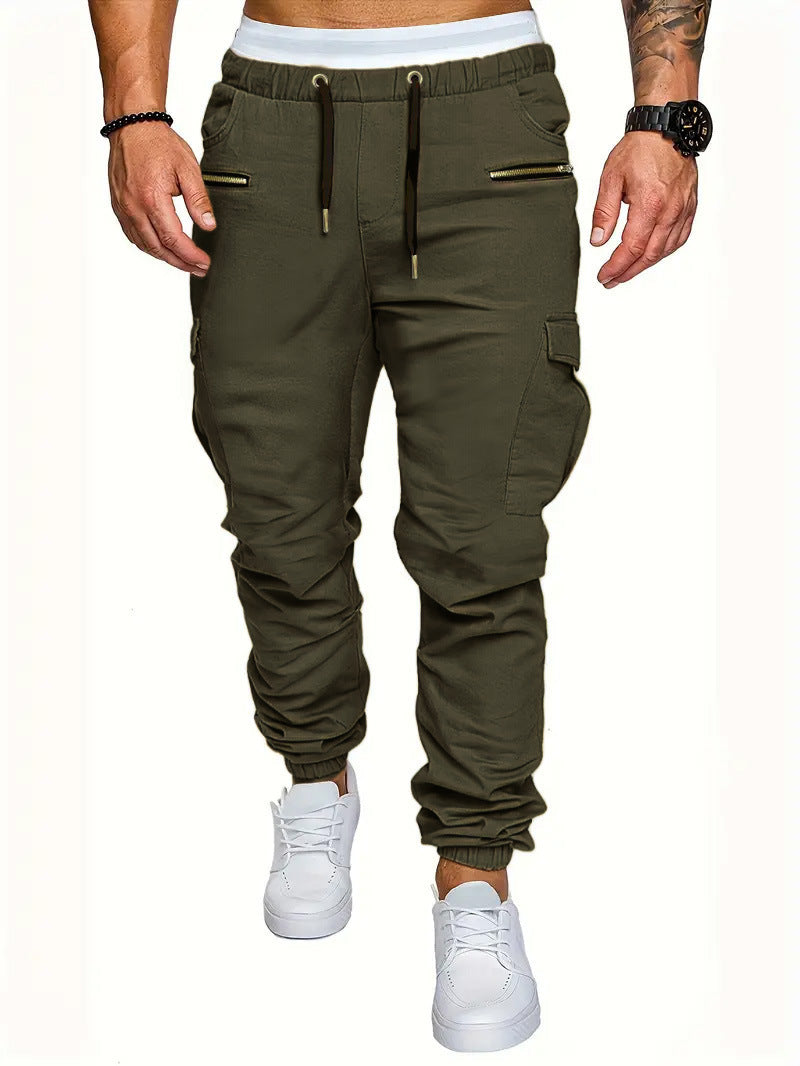 Mens Cargo Joggers With Elastic Waistband And Zippered Pockets By Street Wave For Active Men